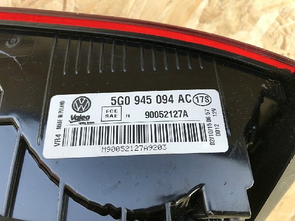 5G0 945 094 AC Volkswagen Golf VII MK7 Hatch Zadní  pravá koncová lampa VNITŘNÍ na víko kufru - 4
