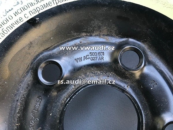  5Q0 601 027AR VW AUDI ŠKODA Rezerva 16&quot; . Rezervní kolo na dojetí - dojezdové kolo . disk ocelový + pneu . úzká rezerva - 2