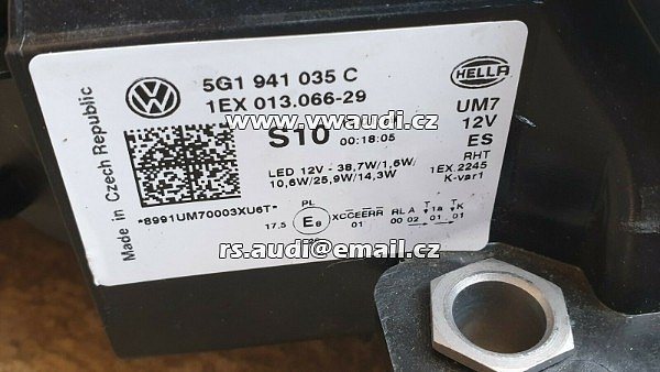 1ZX 013.066-85 HELLA Přední světlomet - VW Golf 7 5G  XENON FULL LED 2018 | 5G1941081C Facelift LED DENNÍ SVÍCENÍ - 3