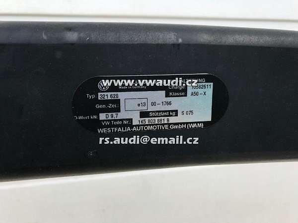 Westfalia 321 628 VW  Golf 5  6 VI 5K originál tažné zařízení snímatelná koule 1K5 803 881B tažné zařízení originál / koule tažný HÁK / - 8