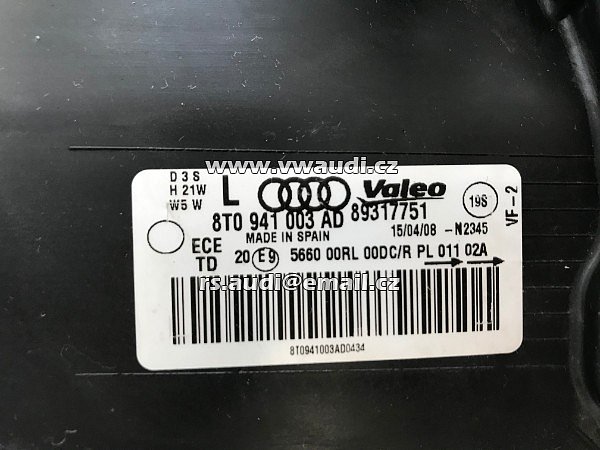 8TO 941 003AD Audi A5 S5 8T  LED  Xenon 8T0941003AD  A5 8T 3.0 TDI - 3