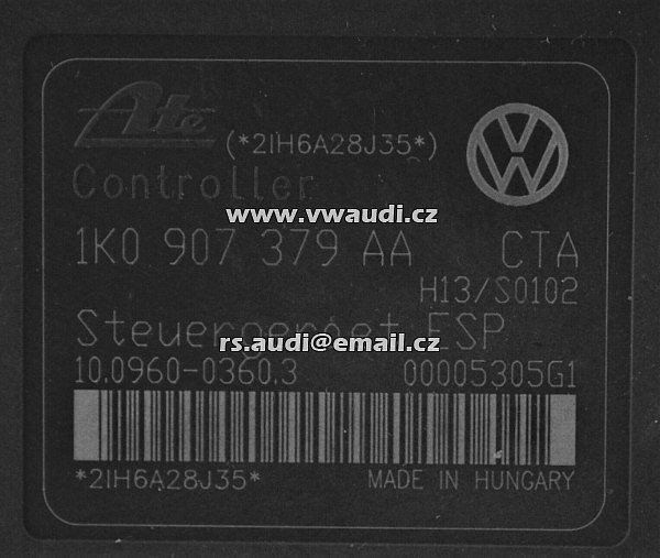 1K0 614 517AA / 1K0 907 379 AA ATE 10.0206 - 0221.4 ATE 10.0960-0360.3      VW Škoda Audi Seat ABS / ESP Hydraulikblock - 3