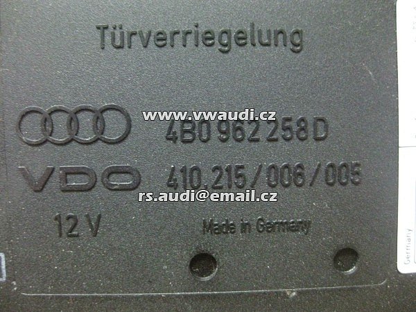 4BO 962 258D Řídicí jednotka Audi A6 C5 1998 - 2004   4BO962258D  Centrálová konfotrní jednotka  - 2