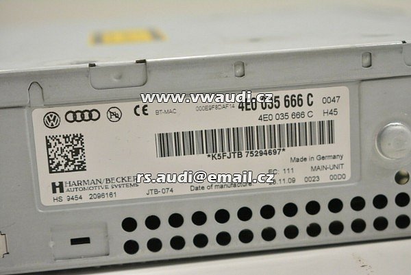 4E0 035 666 F Řídicí jednotka čtečka CD Mmi MMI Multimedia SD Card karta  - 4