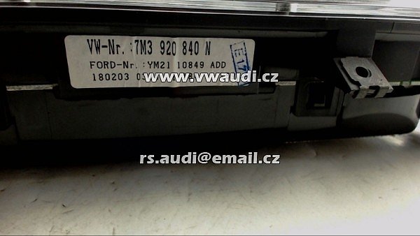 7M3 920 840 N 7M3920840NX Panel přístrojů rychloměru VW SHARAN (7M8, 7M9, 7M6) 1.9 TDI - 3