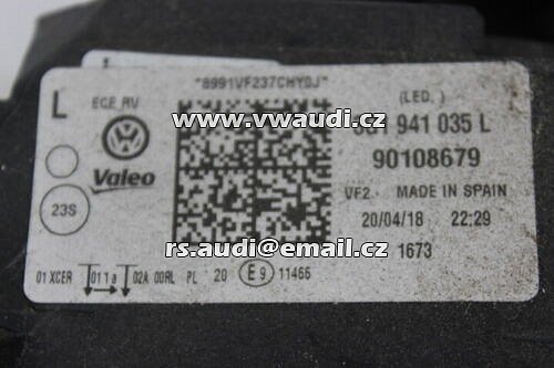 3G1 941 035 L  VW Passat 3G B8 Valeo 90108679 Voll LED Xenon světlo levé  3G1941035L  - 2