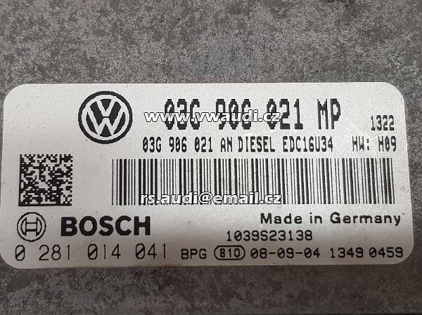 03G 906 021 MP Řídicí jednotka motoru VW Touran 2.0Tdi 03G906021MP 0281014041 - 2