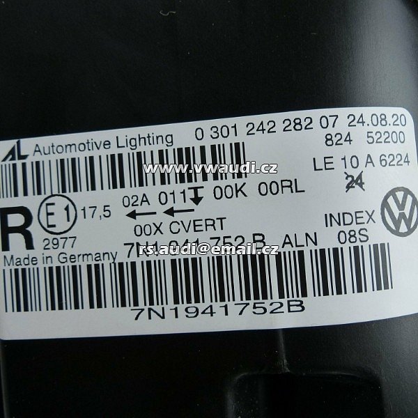 VW Sharan 7N Bi Xenonový světlomet pravý 7N1941752B pro světla do zatáček + sv. Zařízení - 2