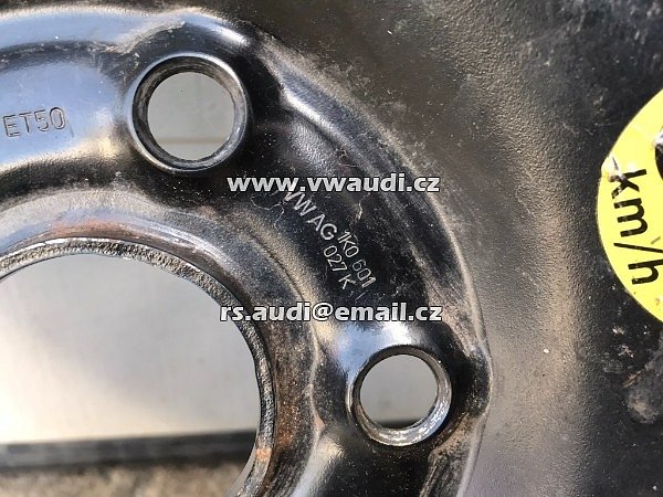 1K0 601 027 K Rezerva rezervní kolo disk ocelový + pneumatika dojezdové kolo záložní VW Audi Škoda  - 6