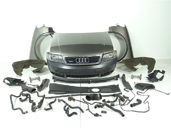 Audi A6 Allroad 4B 2,5 TDI  KAPOTA , NÁRAZNÍK, ČELO, CHLADIČE ,XENONY,  CHROM MASKA, ZÁMEK KAPOTY,