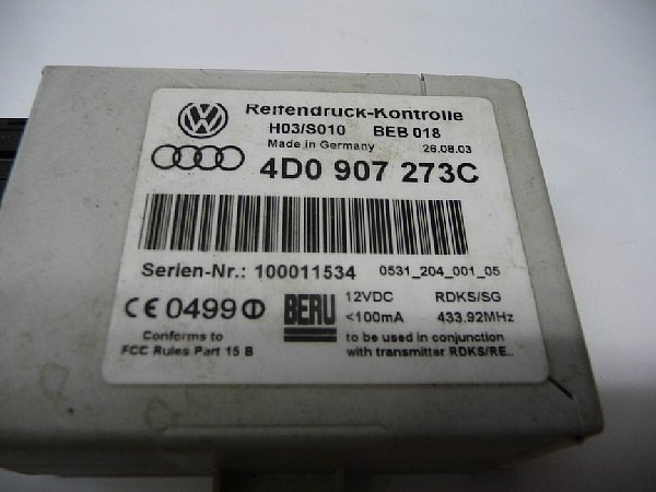 4D0 907 273 C AUDI RS6 ECU jednotka řídící kontrola tlaku pneumatik - 2