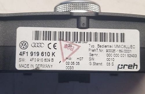 4F1 919 610K AUDI A6 C6 4F MMI  OVLÁDACÍ PANEL - 2