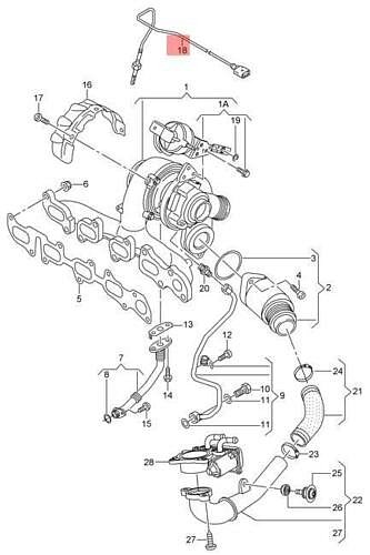 04L 906 088BF  Čidlo teploty spalin Vw Audi Škoda  Sup2 Karoq 1,6 Tdi Čidlo, teplota výfukovych plynů   - 2