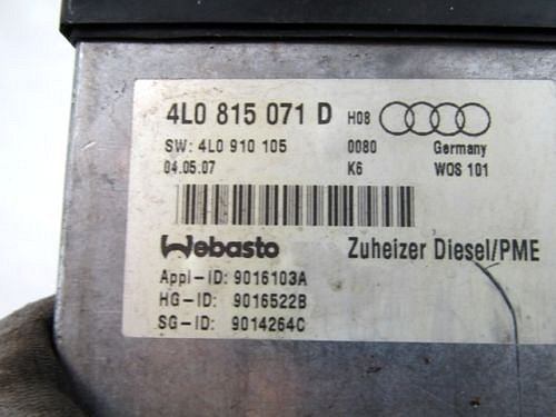 4L0 815 071D AUDI Q7 Nezávislé topení Webasto DIESEL   - 2