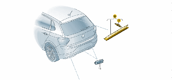  5G0 945 087B Golf VI VII  Polo 6R 3 Tiguan 5TA  Středové třetí brzdové světlo Zadní víko horní brzdovka - 3