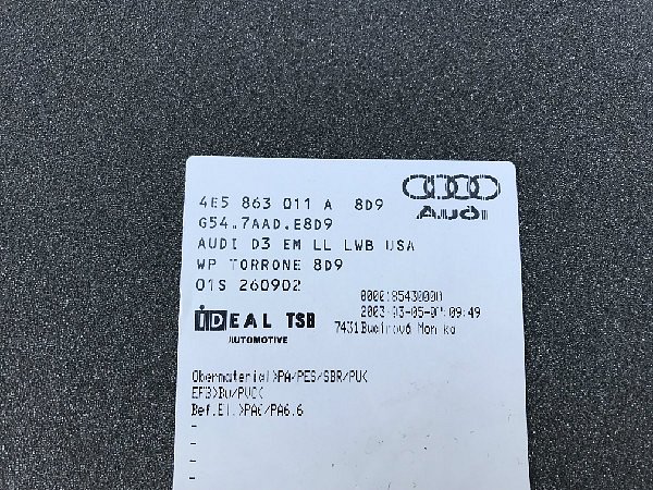 4E5 863 011 A Audi A8 D3   Textilní koberce látka - BÉŽOVÁ kompletní sada koberců koberečky 4 dílná sada /rohožek/ -  letní sada - 6