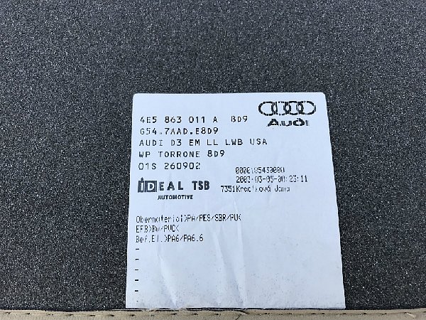 4E5 863 011 A Audi A8 D3   Textilní koberce látka - BÉŽOVÁ kompletní sada koberců koberečky 4 dílná sada /rohožek/ -  letní sada - 8