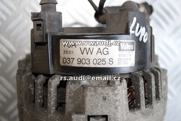 037 903 025 S    VW Polo 6n2 1999-2001 VW LUPO 6X VALEO Alternátor Generator 1.0 L benzín  - 4