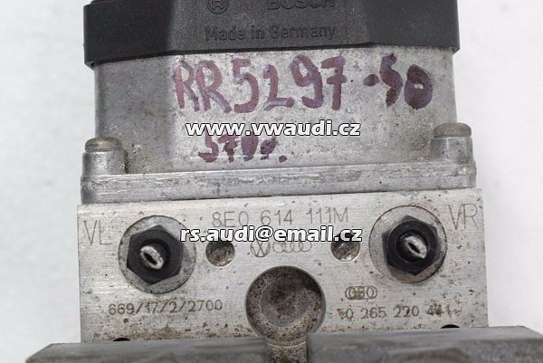  8E0 614 111M   Audi A6 4B C5  2001 - 2004  Passat 3B 3BG B5 B5,5 2001 - 2004 .   A4 B6 8E 2001 - 2004 ,  ABS  Hydraulikblock ABS BLOK Čerpadlo pumpa jednotka - 3