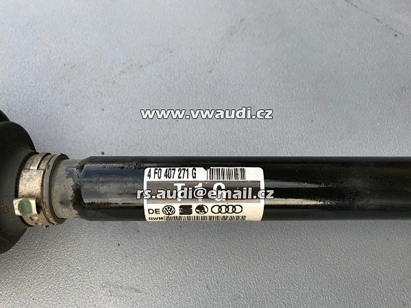 4F0 407 271G Audi 46 4F C5 2006 - 2010 4x4 Quattro 6st manuál.  poloosa hnací hřídel prvovýroba Strana Levá řidič přední náprava  - 4