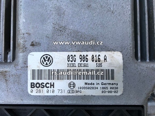  03G 906 016A Řídící jednotka motoru VW Touran 1,9 TDI ECU - 2