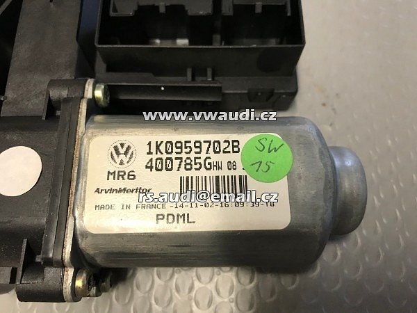 1T0 959 702B Golf 5  . Caddy , Touran 1T 2005 -  El. Motor stahování spouštění okna el.stahovačky  spolujezdce -  pravé přední dveře - 5