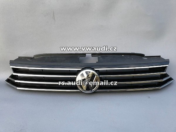 3G0 853 651 Passat B8 3G 3G0  Maska mřížka grill - přední maska do kapoty + znak chrom lišty - 2