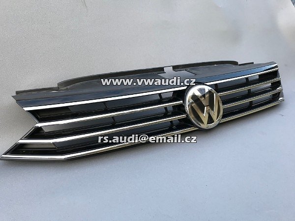 3G0 853 651 Passat B8 3G 3G0  Maska mřížka grill - přední maska do kapoty + znak chrom lišty - 4