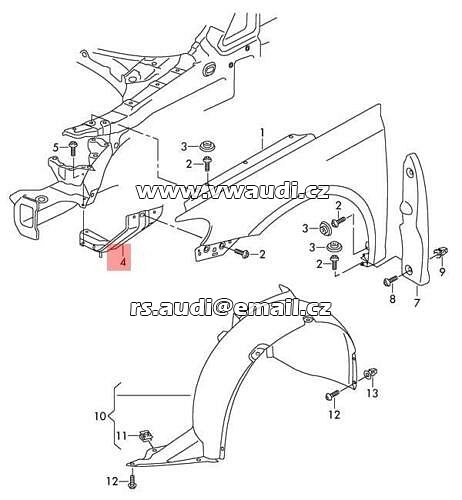  1K8 821 136 Držák přední blatník VW Scirocco  pravá strana - 5