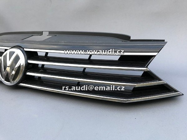 OE 3G0 853 651 VW Passat B8 3G 3G0 2015 -   Maska mřížka grill - přední maska do kapoty + znak chrom lišty - 2