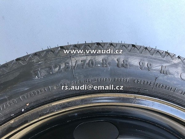 1K0 601 027B VW AUDI ŠKODA Rezerva 18&quot; . Rezervní kolo na dojetí - dojezdové kolo . disk ocelový + pneu . úzká rezerva - 6