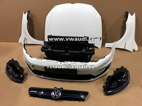 VW e-Golf Golf 7  přední část vozidla  předek vozu VW e-Golf Golf 7 LED       Přední kapota Blatník spoiler nárazník xenon led    - 4