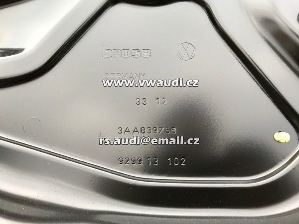 3AA 839 756 VW Passat B7 3AA  2011-2014   EL. stahovačka - mechanizmus eletrického stahování okna skla dveře PRAVÉ Zadní dveře  - 2