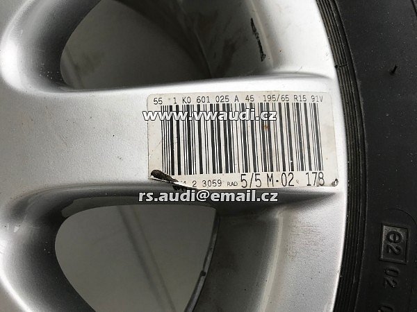 1K0 601 025A  VW GOLF 5 6 V VI REZERVA DOJEZDOVÉ KOLO REZERVNÍ AL.DISK + PNEUMATIKA Záložní dojezdové kolo   - 3