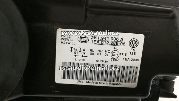 2K1 941 006B Přední světlomet - VW Caddy IV Kombi  pravé přední PP světlo 2K1941006B HALOGEN  - 3