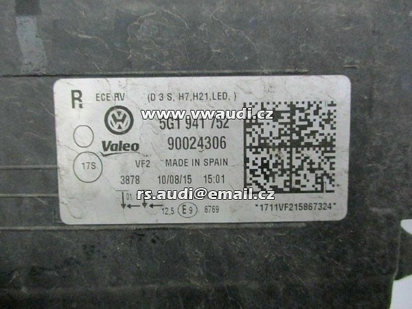 5G1 941 752, 5G1941752, 5g1 941 752 l VW Golf 7 světlomet BiXenon LED denní svícení vpravo  - 3