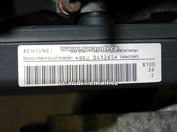  BGU Motor 75kW Benzin motor BGU bgu  Motor 75KW 166Tkm VW Golf V 1K 1.6 - 3