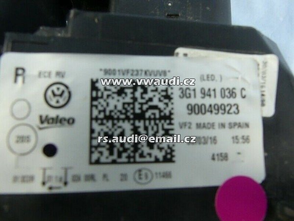 Valeo - 90049923  VW Passat B8 3G LED světlomet pravý   Přední světlomet -  LED hlavní světlomet přední světlo lampa Pravá přední strana PP Spolujezdec  - 2