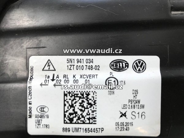 5N1 941 034 VW Tiguan 5N Bi Xenon LED Světlo přední světlomet svítilna pravá strana spolujezdec LED XENON - 12