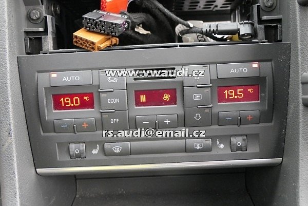 8E0 820 043J AUDI A4 8E B6 B7 Řídící jednotka klimatizace 8E0820043J s vyhříváním sedadel  Panel klimatizace klimatronic + topení teplý + studený vzduch - 2