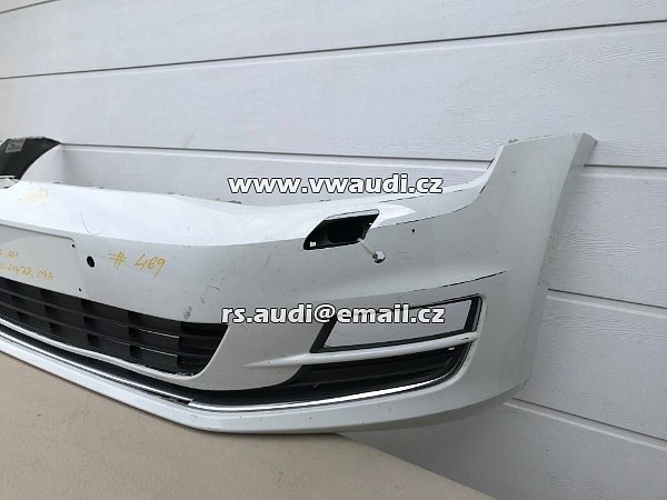 5G0807221  VW Golf VII  7 5G  - 2012 - 2017   přední nárazník park systém otvory pdc + ostřikovače světel  BÍLÁ barva candyweis - 11