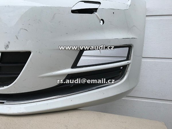5G0807221  VW Golf VII  7 5G  - 2012 - 2017   přední nárazník park systém otvory pdc + ostřikovače světel  BÍLÁ barva candyweis - 18
