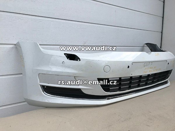 5G0807221  VW Golf VII  7 5G  - 2012 - 2017   přední nárazník park systém otvory pdc + ostřikovače světel  BÍLÁ barva candyweis - 17