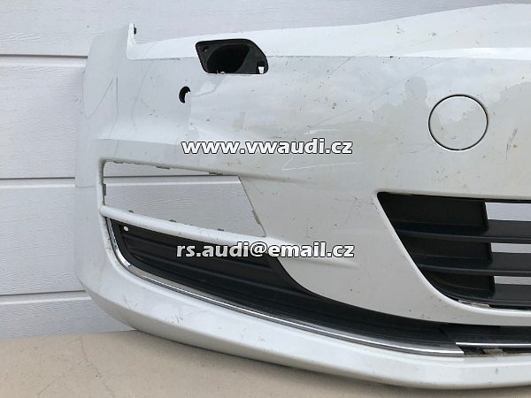 5G0807221  VW Golf VII  7 5G  - 2012 - 2017   přední nárazník park systém otvory pdc + ostřikovače světel  BÍLÁ barva candyweis - 16