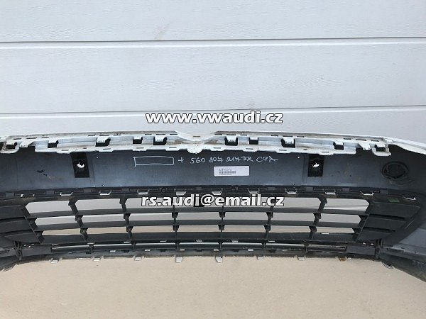 5G0807221  VW Golf VII  7 5G  - 2012 - 2017   přední nárazník park systém otvory pdc + ostřikovače světel  BÍLÁ barva candyweis - 10