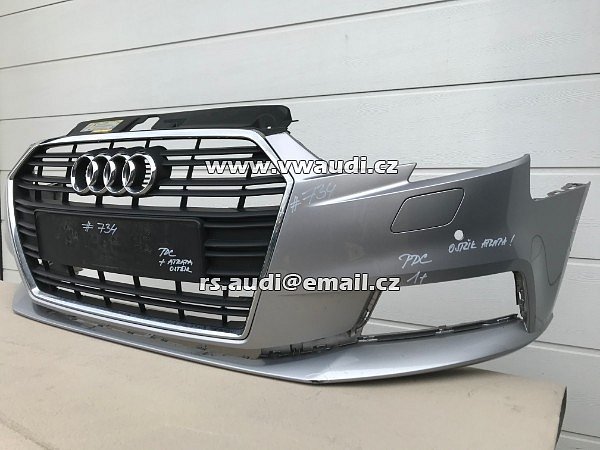 8V3 807 437AF  Nárazník přední Audi A3 Facelift 8V od  2016  -  PDC + otvory záslepky na ostřikovače světlometů  - 18