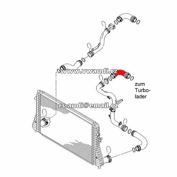3C0 145 828 E Hadice plnicího vzduchu Turbo hadice na turbodmychadle 1.9 TDI VW Golf 5 Passat 3C Touran - 2