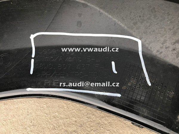 8W0 807 437F L AUDI A4 B9 S4 / S LINE 2016- (LIMUZ &amp; AVANT) PŘEDNÍ NÁRAZNÍK 8W0807437F - 9