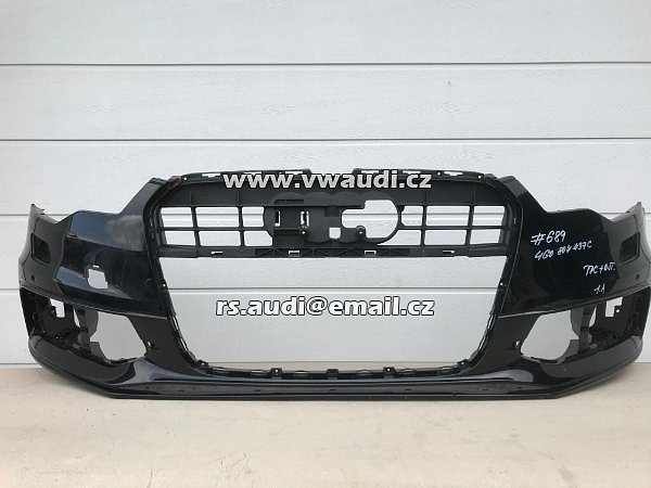 4G0 807 437C Nárazník přední A6 4G C7 S-Line 2012 2014 - s otvory na ostřikovače světlometů  + otvory pro parkovací čídla 4 X   PDC černá barva  - 13