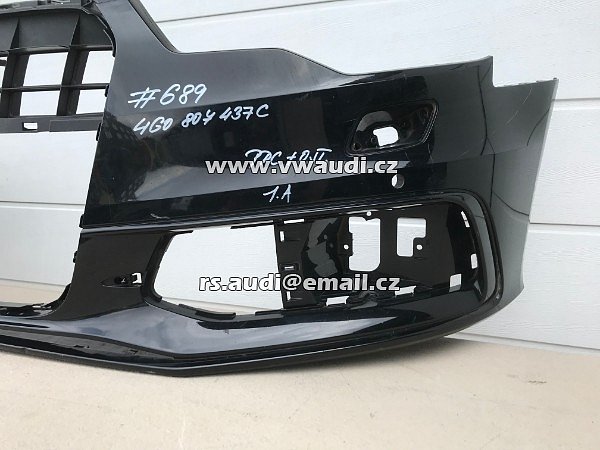 4G0 807 437C Nárazník přední A6 4G C7 S-Line 2012 2014 - s otvory na ostřikovače světlometů  + otvory pro parkovací čídla 4 X   PDC černá barva  - 18